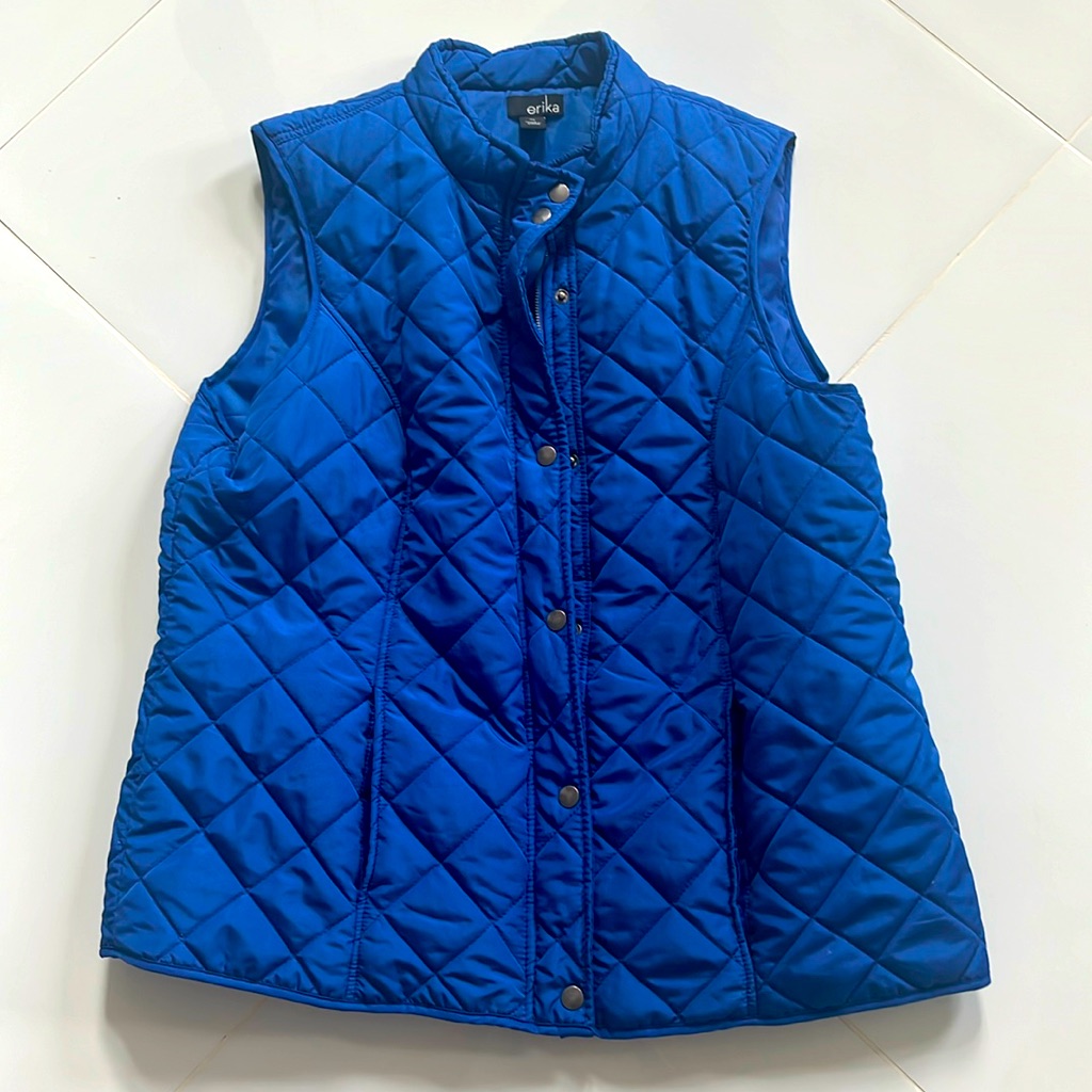 Erika Blue Quilted Puffer Vest Sz Xl